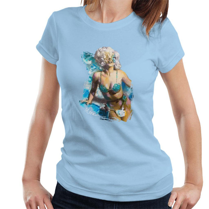 Sidney Maurer Original Portrait Of Lady Gaga Sea Shell Bikini Womens T-Shirt - Womens T-Shirt