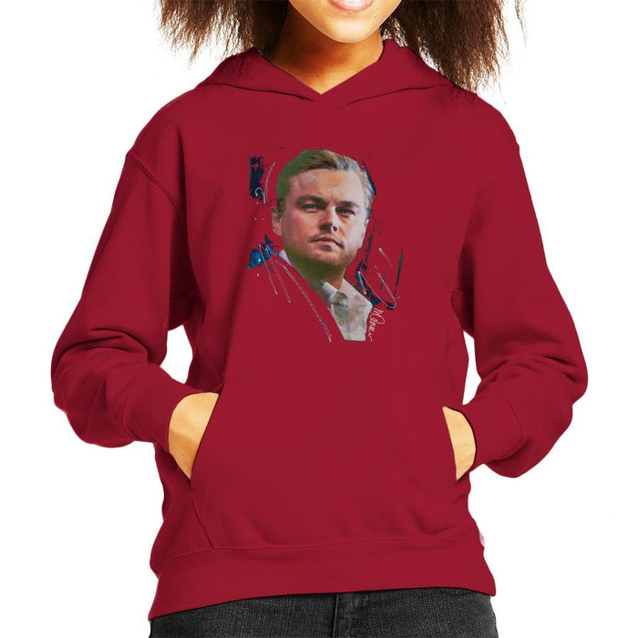 Sidney Maurer Original Portrait Of Leonardo DiCaprio Stare Kids Hooded Sweatshirt - Kids Boys Hooded Sweatshirt