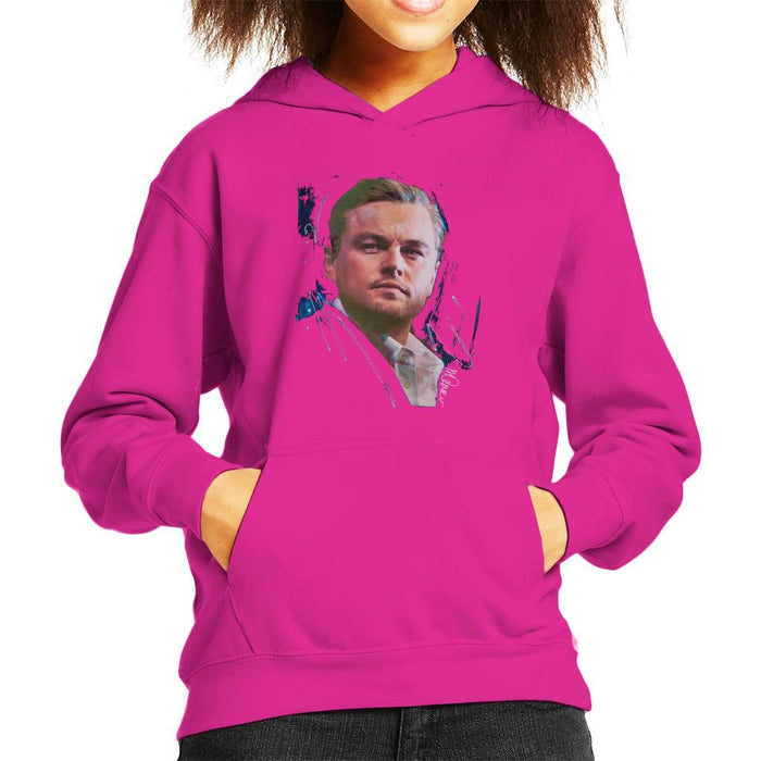 Sidney Maurer Original Portrait Of Leonardo DiCaprio Stare Kids Hooded Sweatshirt - Kids Boys Hooded Sweatshirt