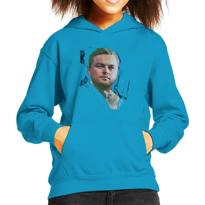 Sidney Maurer Original Portrait Of Leonardo DiCaprio Stare Kids Hooded Sweatshirt - Kids Boys Hooded Sweatshirt