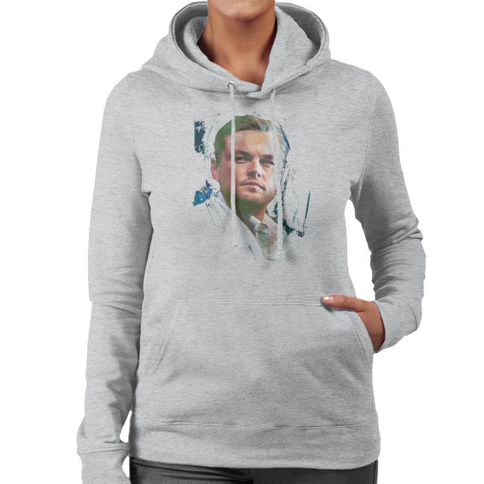 Sidney Maurer Original Portrait Of Leonardo DiCaprio Stare Womens Hooded Sweatshirt - Womens Hooded Sweatshirt