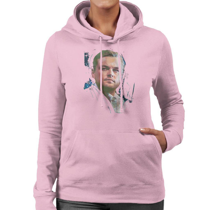 Sidney Maurer Original Portrait Of Leonardo DiCaprio Stare Womens Hooded Sweatshirt - Womens Hooded Sweatshirt