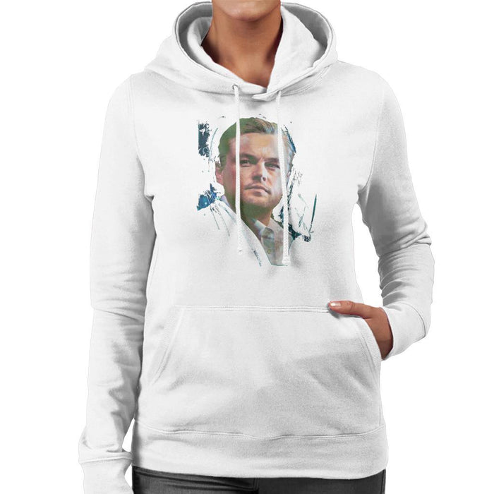 Sidney Maurer Original Portrait Of Leonardo DiCaprio Stare Womens Hooded Sweatshirt - Womens Hooded Sweatshirt