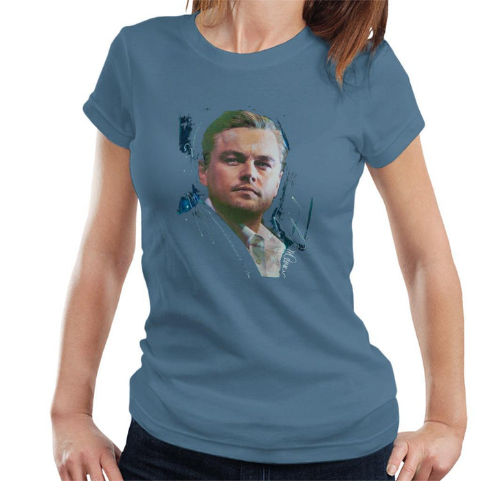Sidney Maurer Original Portrait Of Leonardo DiCaprio Stare Womens T-Shirt - Womens T-Shirt