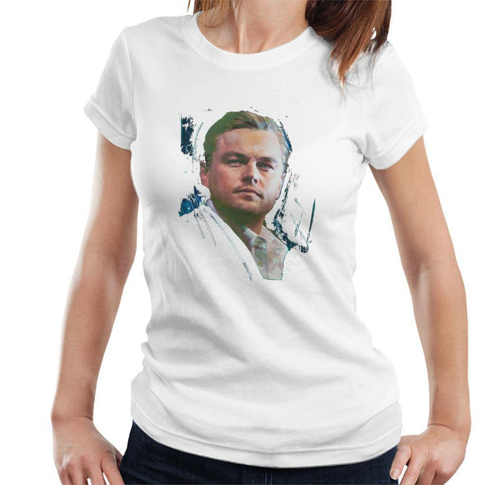 Sidney Maurer Original Portrait Of Leonardo DiCaprio Stare Womens T-Shirt - Womens T-Shirt