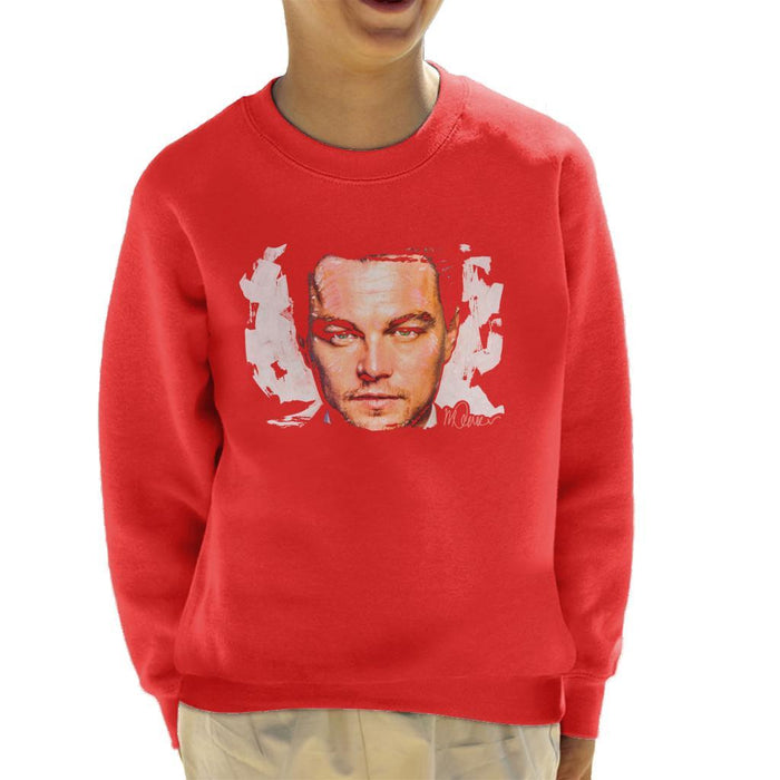 Sidney Maurer Original Portrait Of Leonardo DiCaprio Closeup Kids Sweatshirt - Kids Boys Sweatshirt