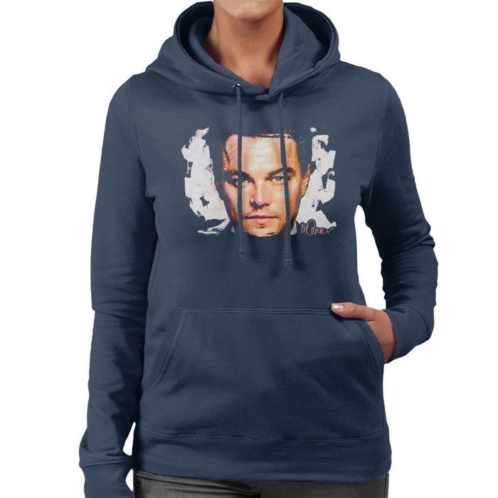 Sidney Maurer Original Portrait Of Leonardo DiCaprio Closeup Womens Hooded Sweatshirt - Womens Hooded Sweatshirt