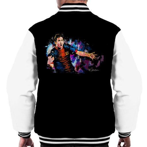 Sidney Maurer Original Portrait Of Lionel Messi FCB Badge Mens Varsity Jacket - Mens Varsity Jacket