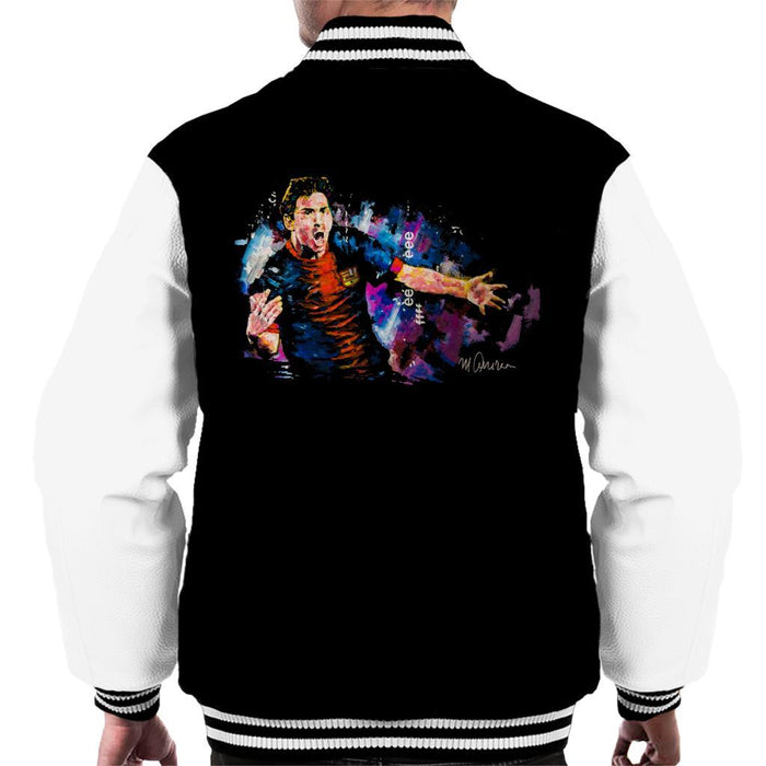 Sidney Maurer Original Portrait Of Lionel Messi FCB Badge Mens Varsity Jacket - Mens Varsity Jacket