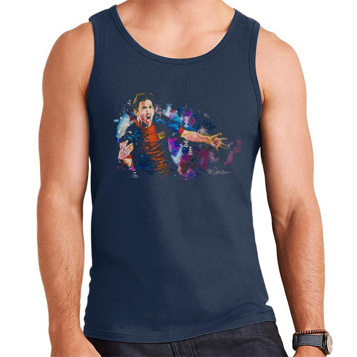 Sidney Maurer Original Portrait Of Lionel Messi FCB Badge Mens Vest - Small / Navy Blue - Mens Vest