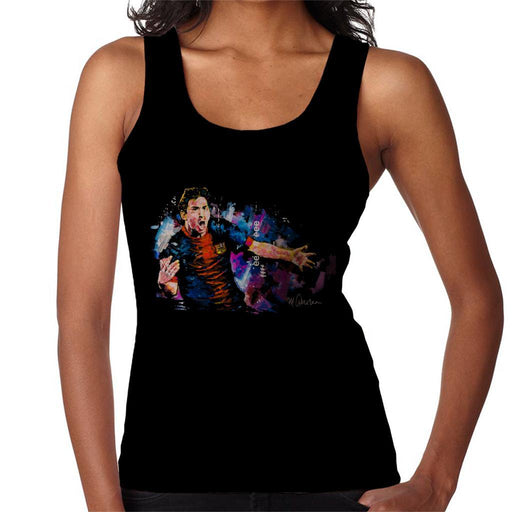 Sidney Maurer Original Portrait Of Lionel Messi FCB Badge Womens Vest - Womens Vest