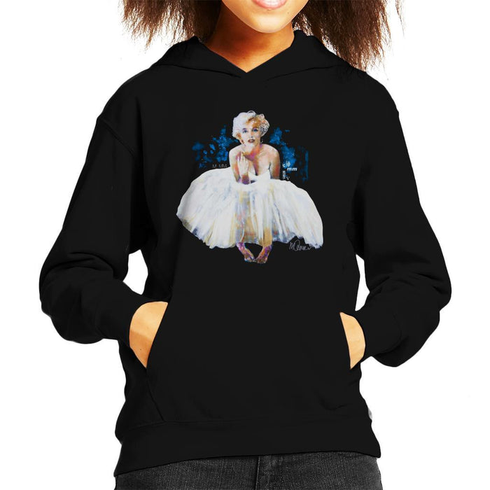 Sidney Maurer Original Portrait Of Marilyn Monroe White Dress Kids Hooded Sweatshirt - Kids Boys Hooded Sweatshirt