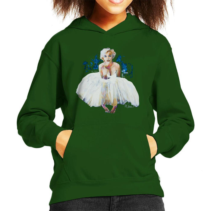 Sidney Maurer Original Portrait Of Marilyn Monroe White Dress Kids Hooded Sweatshirt - Kids Boys Hooded Sweatshirt
