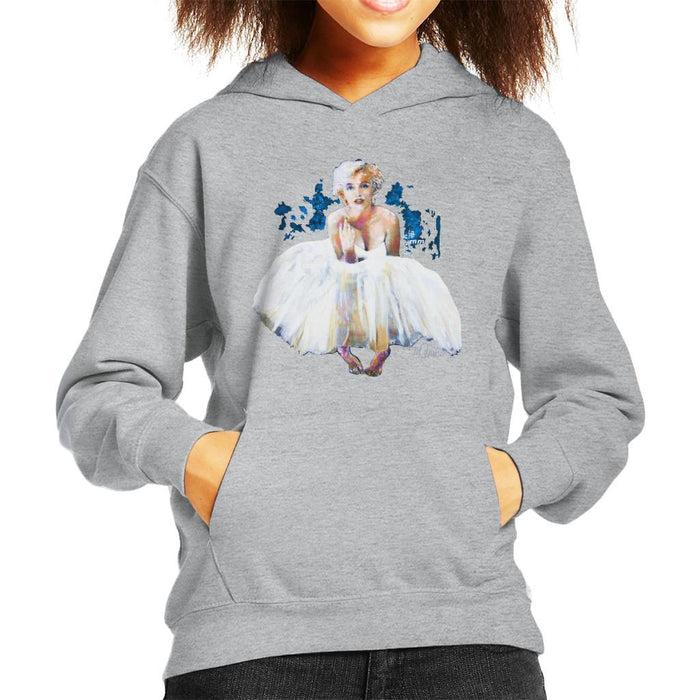 Sidney Maurer Original Portrait Of Marilyn Monroe White Dress Kids Hooded Sweatshirt - Kids Boys Hooded Sweatshirt