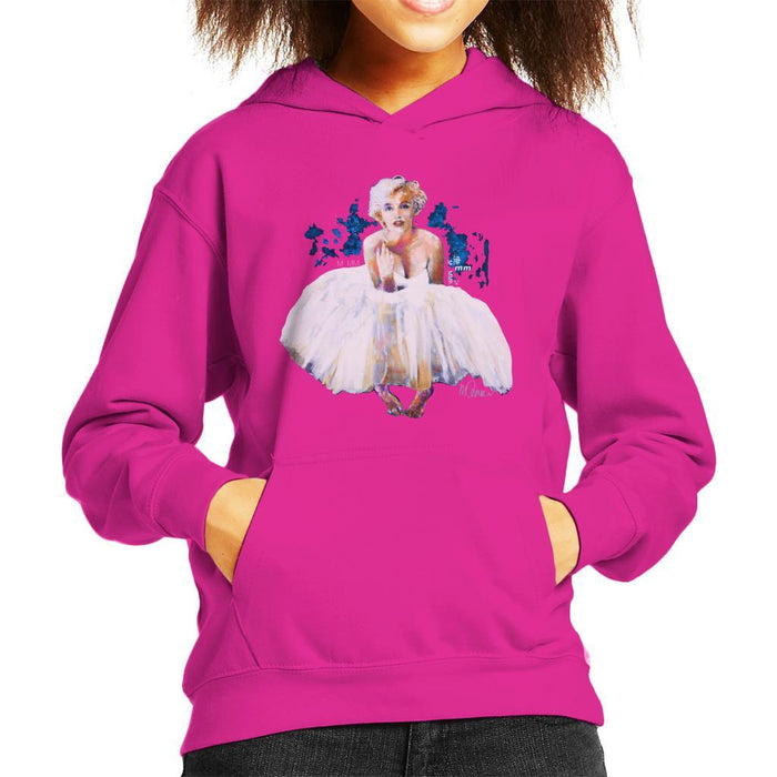 Sidney Maurer Original Portrait Of Marilyn Monroe White Dress Kids Hooded Sweatshirt - Kids Boys Hooded Sweatshirt