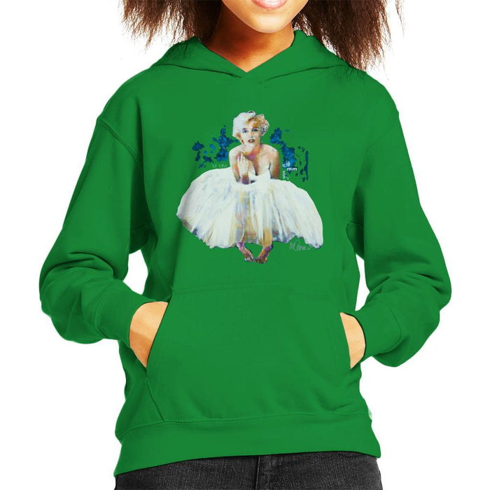 Sidney Maurer Original Portrait Of Marilyn Monroe White Dress Kids Hooded Sweatshirt - Kids Boys Hooded Sweatshirt