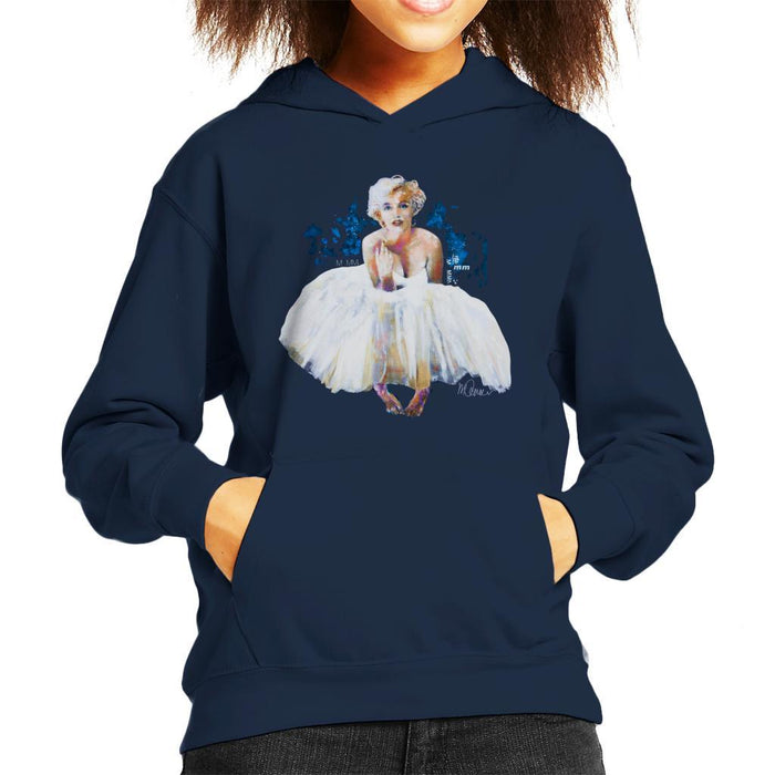 Sidney Maurer Original Portrait Of Marilyn Monroe White Dress Kids Hooded Sweatshirt - Kids Boys Hooded Sweatshirt