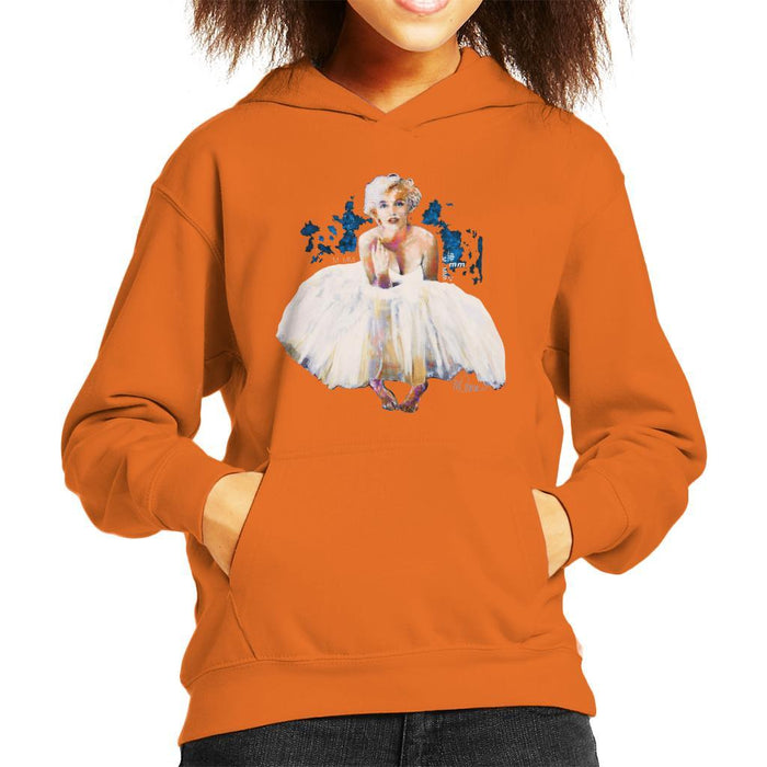 Sidney Maurer Original Portrait Of Marilyn Monroe White Dress Kids Hooded Sweatshirt - Kids Boys Hooded Sweatshirt