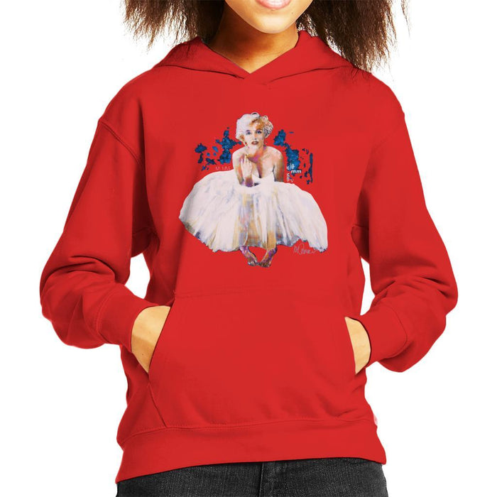 Sidney Maurer Original Portrait Of Marilyn Monroe White Dress Kids Hooded Sweatshirt - Kids Boys Hooded Sweatshirt