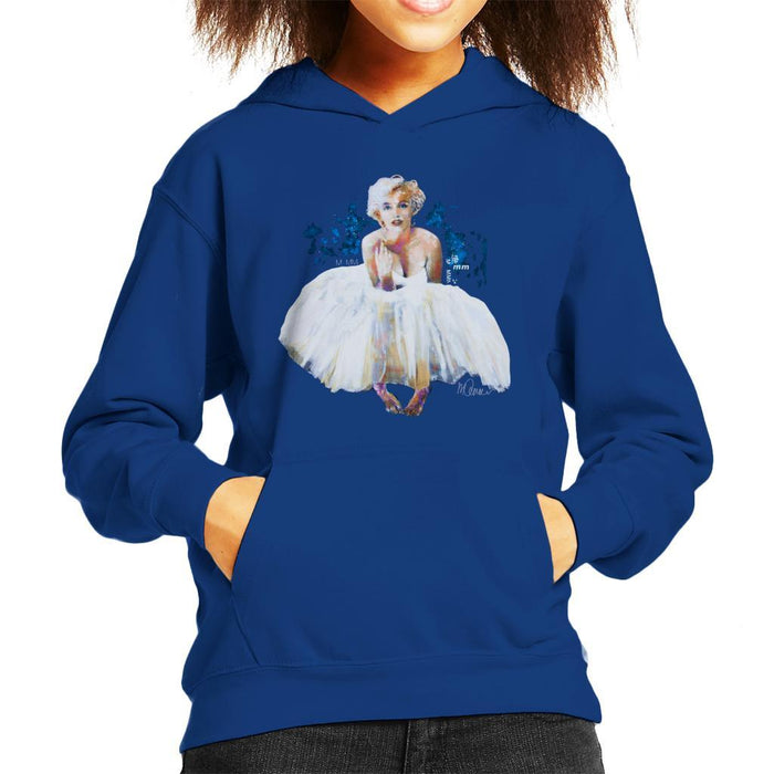 Sidney Maurer Original Portrait Of Marilyn Monroe White Dress Kids Hooded Sweatshirt - Kids Boys Hooded Sweatshirt