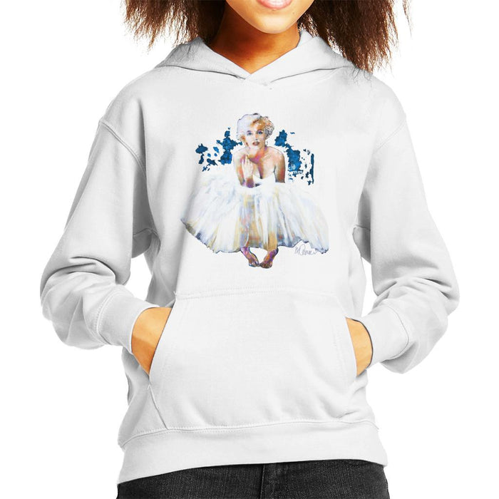 Sidney Maurer Original Portrait Of Marilyn Monroe White Dress Kids Hooded Sweatshirt - Kids Boys Hooded Sweatshirt