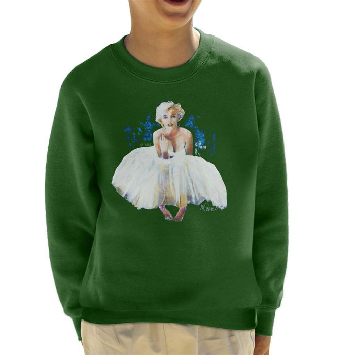 Sidney Maurer Original Portrait Of Marilyn Monroe White Dress Kids Sweatshirt - Kids Boys Sweatshirt