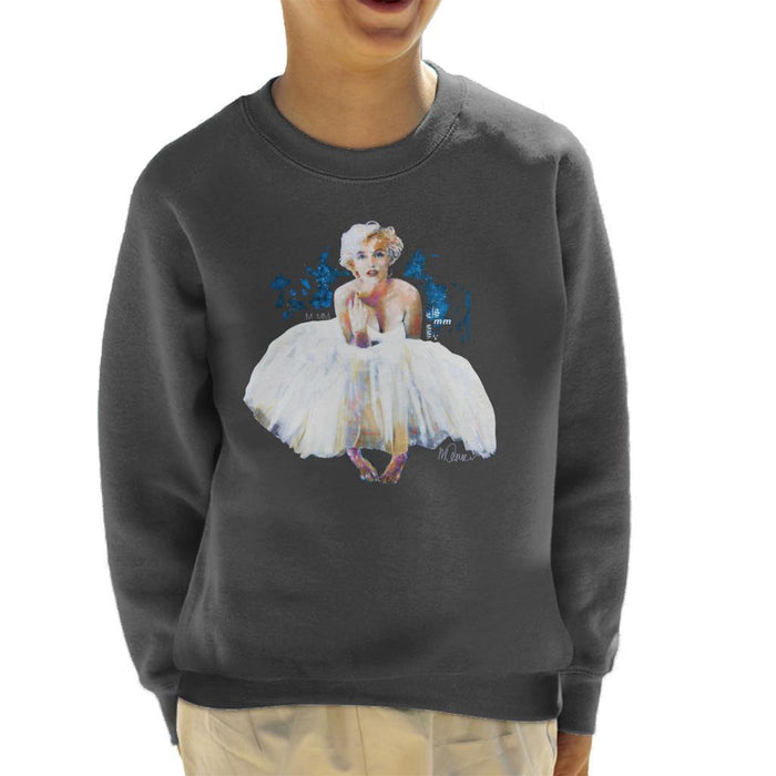 Sidney Maurer Original Portrait Of Marilyn Monroe White Dress Kids Sweatshirt - Kids Boys Sweatshirt