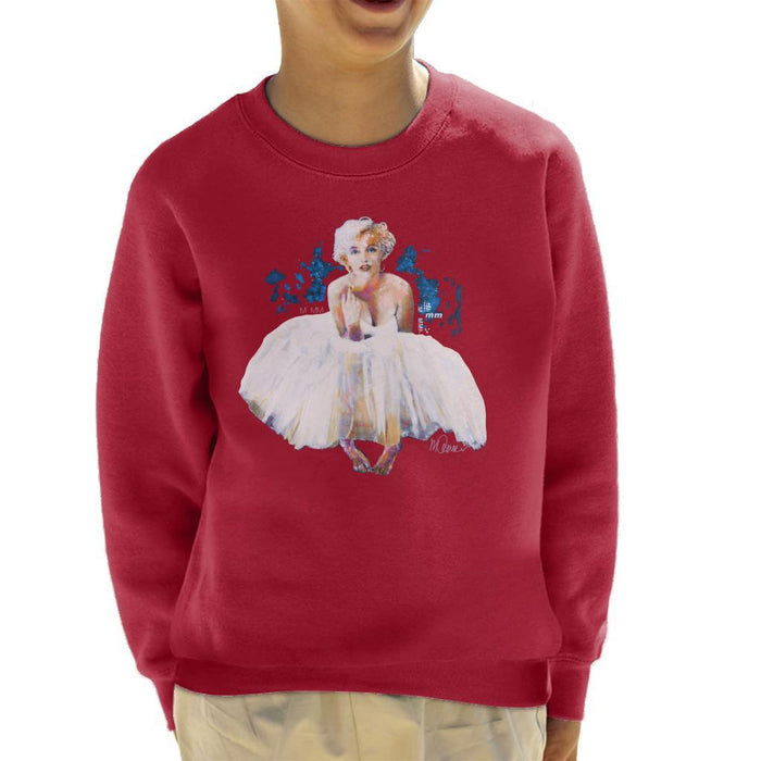 Sidney Maurer Original Portrait Of Marilyn Monroe White Dress Kids Sweatshirt - Kids Boys Sweatshirt