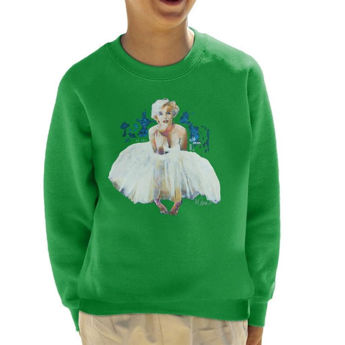 Sidney Maurer Original Portrait Of Marilyn Monroe White Dress Kids Sweatshirt - Kids Boys Sweatshirt