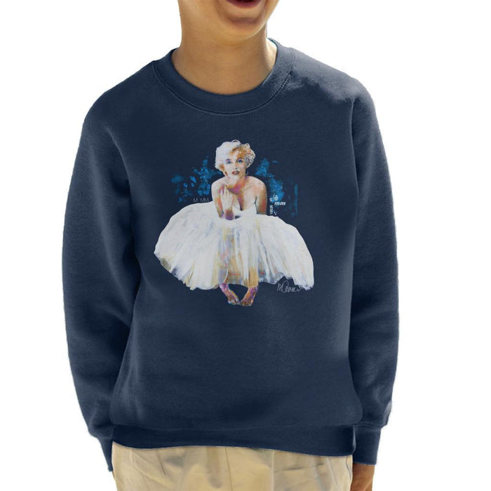 Sidney Maurer Original Portrait Of Marilyn Monroe White Dress Kids Sweatshirt - Kids Boys Sweatshirt