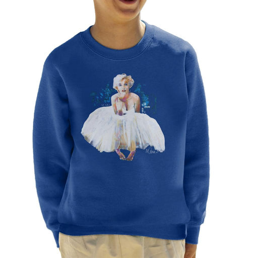 Sidney Maurer Original Portrait Of Marilyn Monroe White Dress Kids Sweatshirt - Kids Boys Sweatshirt