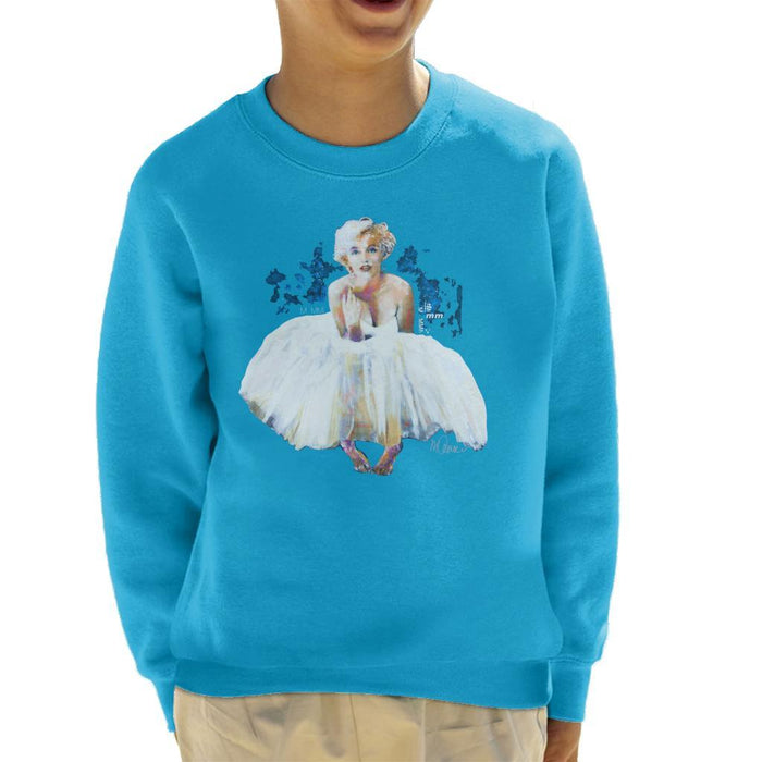 Sidney Maurer Original Portrait Of Marilyn Monroe White Dress Kids Sweatshirt - Kids Boys Sweatshirt