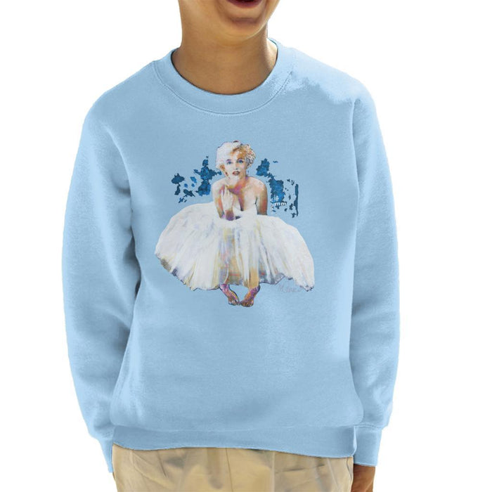 Sidney Maurer Original Portrait Of Marilyn Monroe White Dress Kids Sweatshirt - Kids Boys Sweatshirt