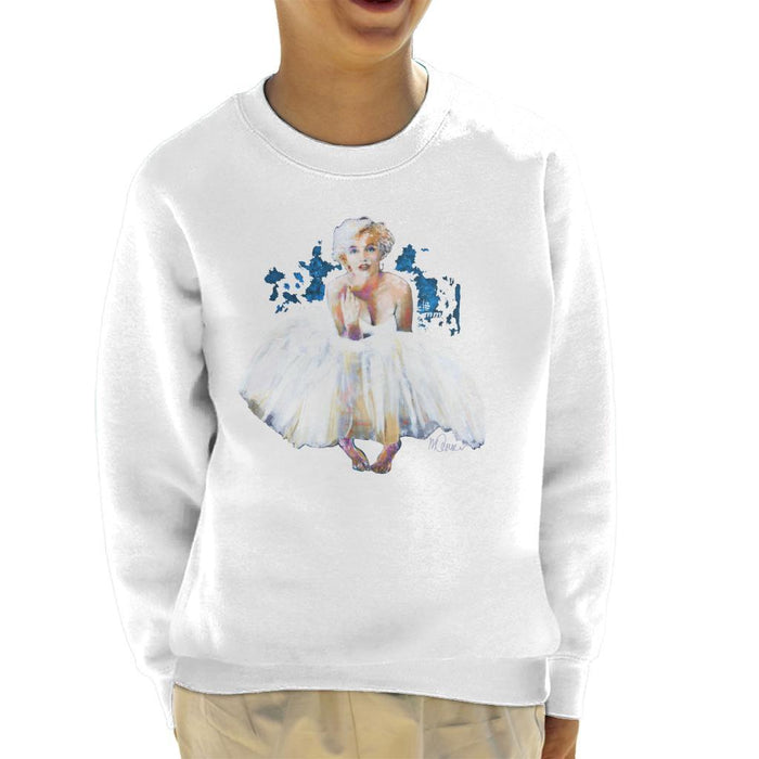 Sidney Maurer Original Portrait Of Marilyn Monroe White Dress Kids Sweatshirt - Kids Boys Sweatshirt