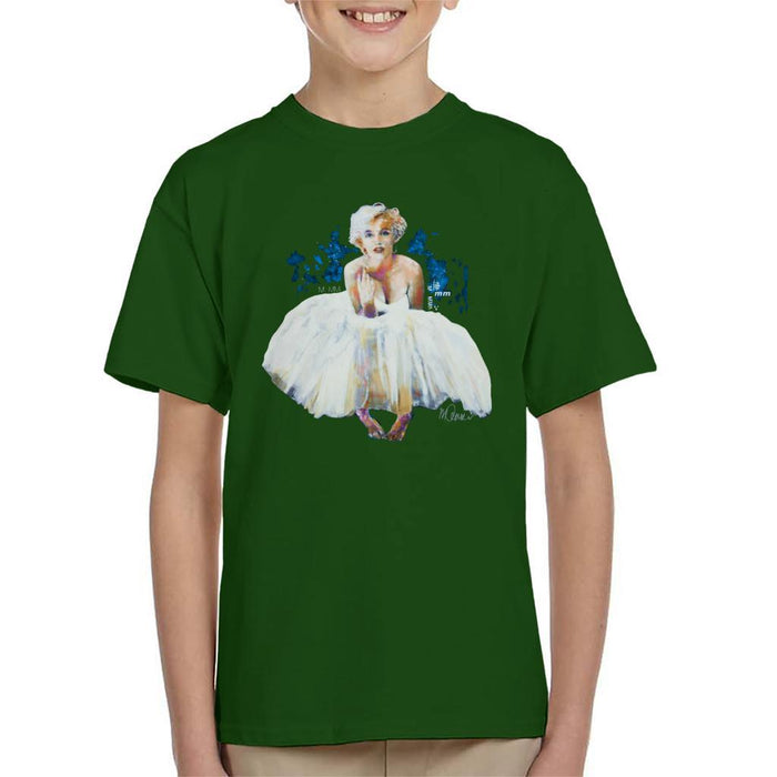 Sidney Maurer Original Portrait Of Marilyn Monroe White Dress Kids T-Shirt - Kids Boys T-Shirt