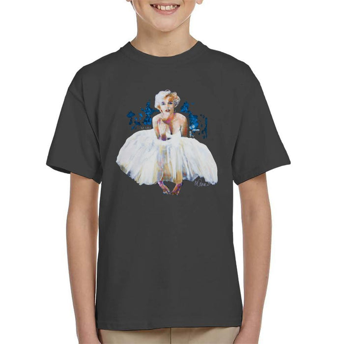 Sidney Maurer Original Portrait Of Marilyn Monroe White Dress Kids T-Shirt - Kids Boys T-Shirt