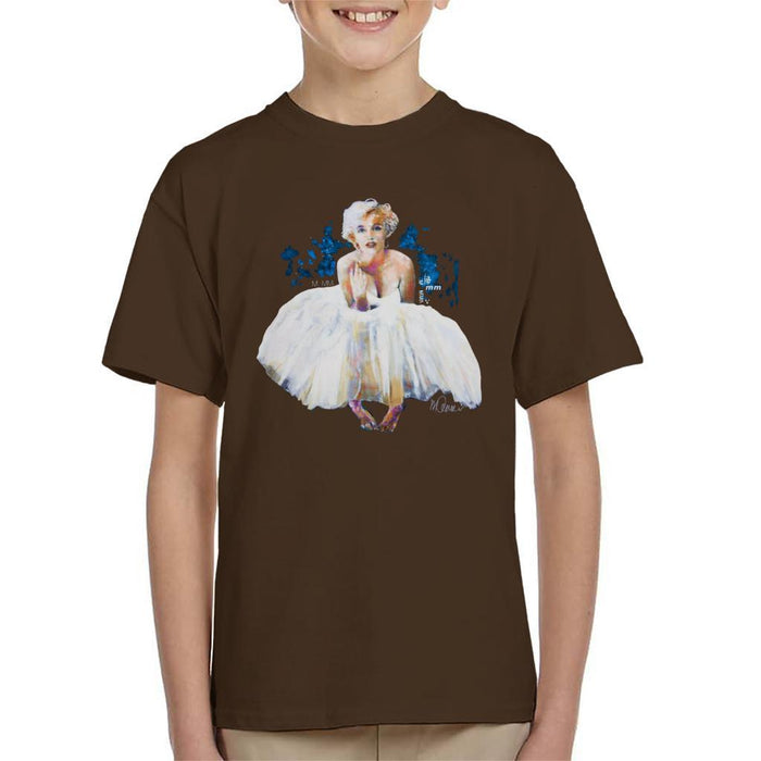 Sidney Maurer Original Portrait Of Marilyn Monroe White Dress Kids T-Shirt - Kids Boys T-Shirt