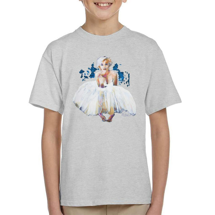 Sidney Maurer Original Portrait Of Marilyn Monroe White Dress Kids T-Shirt - Kids Boys T-Shirt