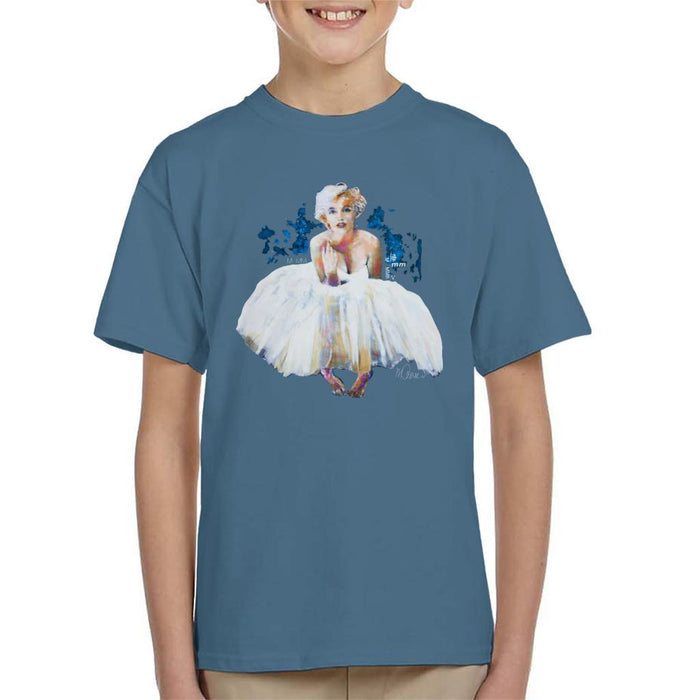 Sidney Maurer Original Portrait Of Marilyn Monroe White Dress Kids T-Shirt - Kids Boys T-Shirt