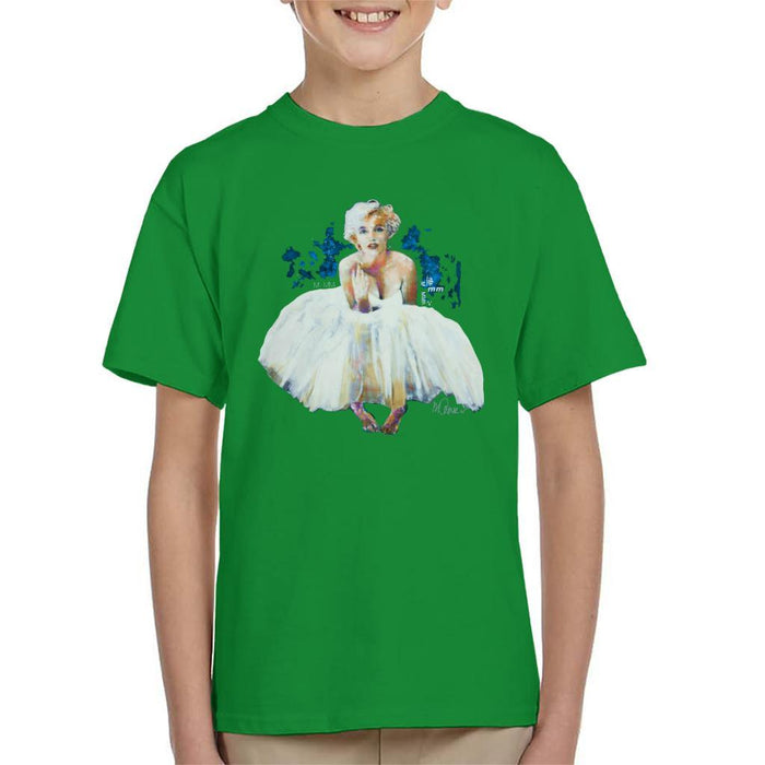 Sidney Maurer Original Portrait Of Marilyn Monroe White Dress Kids T-Shirt - Kids Boys T-Shirt