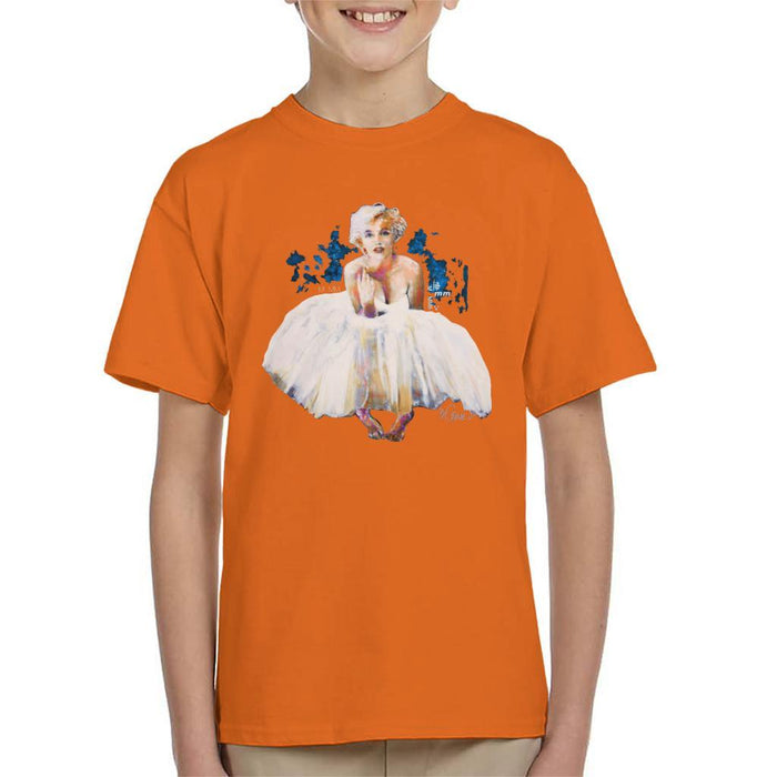 Sidney Maurer Original Portrait Of Marilyn Monroe White Dress Kids T-Shirt - Kids Boys T-Shirt