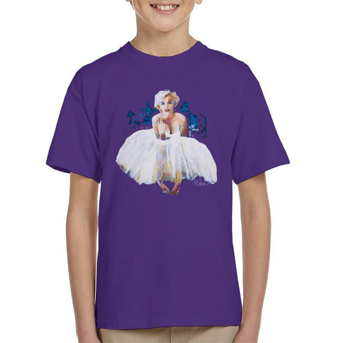 Sidney Maurer Original Portrait Of Marilyn Monroe White Dress Kids T-Shirt - Kids Boys T-Shirt