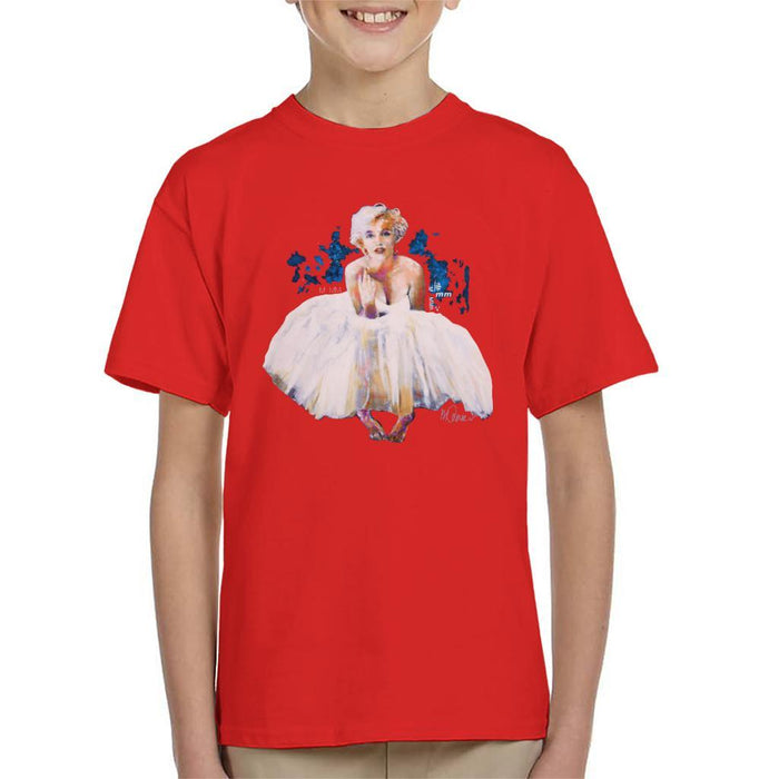 Sidney Maurer Original Portrait Of Marilyn Monroe White Dress Kids T-Shirt - Kids Boys T-Shirt