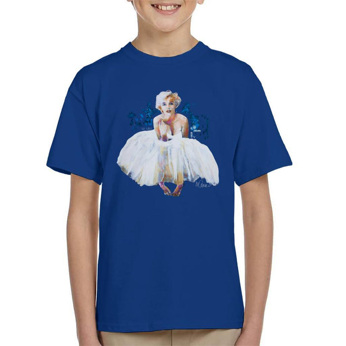 Sidney Maurer Original Portrait Of Marilyn Monroe White Dress Kids T-Shirt - Kids Boys T-Shirt