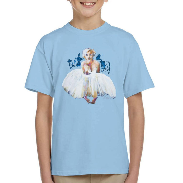 Sidney Maurer Original Portrait Of Marilyn Monroe White Dress Kids T-Shirt - Kids Boys T-Shirt