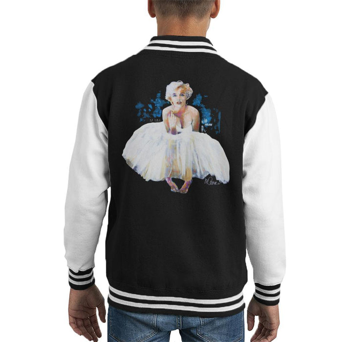 Sidney Maurer Original Portrait Of Marilyn Monroe White Dress Kids Varsity Jacket - Kids Boys Varsity Jacket
