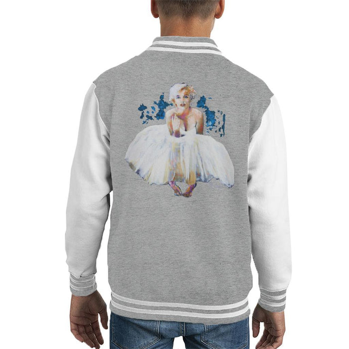 Sidney Maurer Original Portrait Of Marilyn Monroe White Dress Kids Varsity Jacket - Kids Boys Varsity Jacket