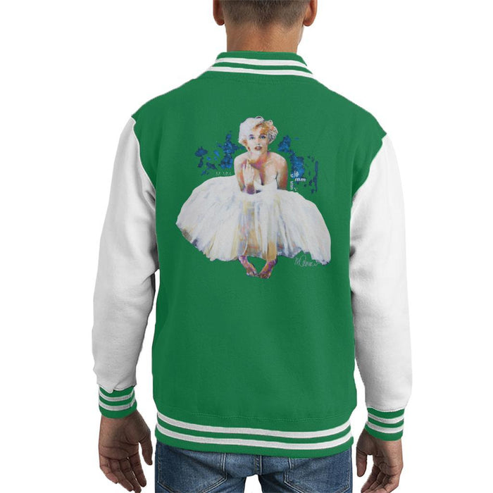 Sidney Maurer Original Portrait Of Marilyn Monroe White Dress Kids Varsity Jacket - Kids Boys Varsity Jacket