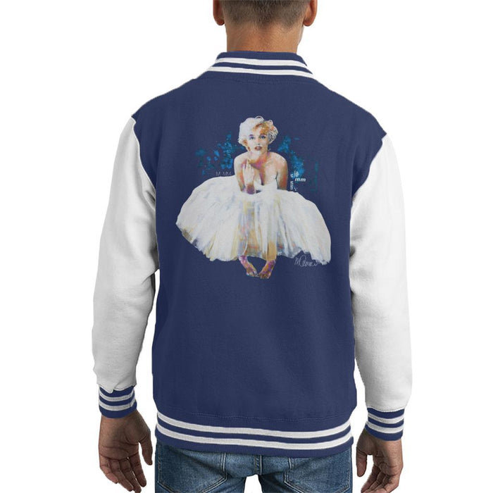 Sidney Maurer Original Portrait Of Marilyn Monroe White Dress Kids Varsity Jacket - Kids Boys Varsity Jacket