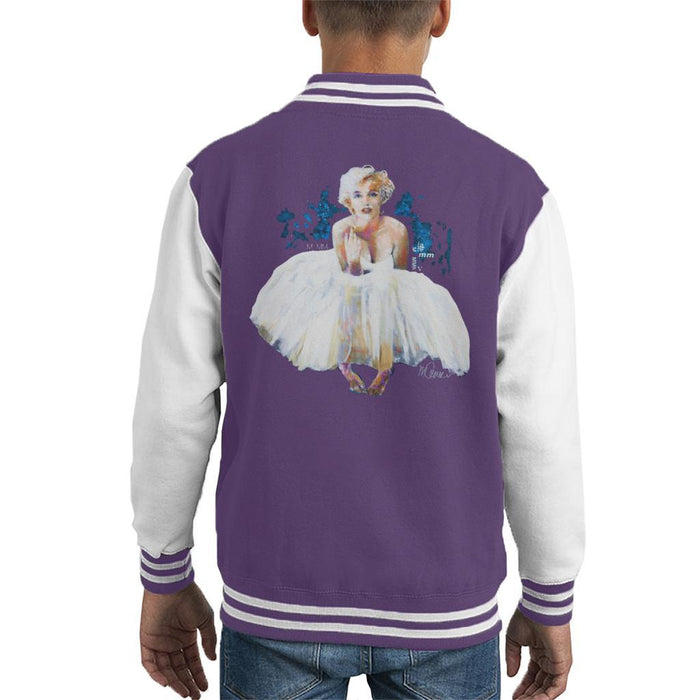 Sidney Maurer Original Portrait Of Marilyn Monroe White Dress Kids Varsity Jacket - Kids Boys Varsity Jacket